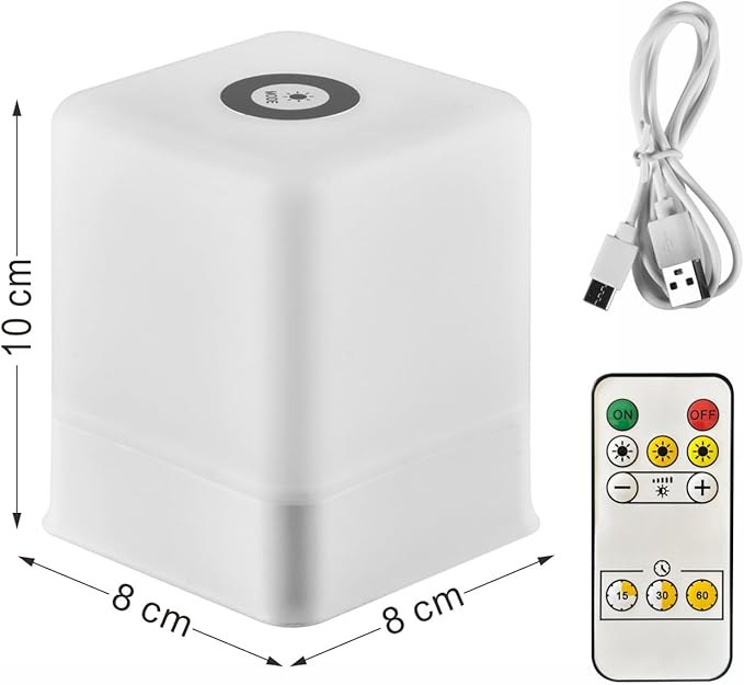 Portable Baby Night Light，Touch Lamp for Bedroom, Rechargeable 2400mAh Small LED Table Lamps, Remote Control, 3 Color Square Nightstand Lamp,Breastfeeding, Sleep Aid,