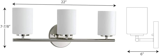 Progress Lighting 3-Light Etched Glass Modern Bath Vanity Light, Replay Collection , Indoor, P2159-104, Polished Nickel