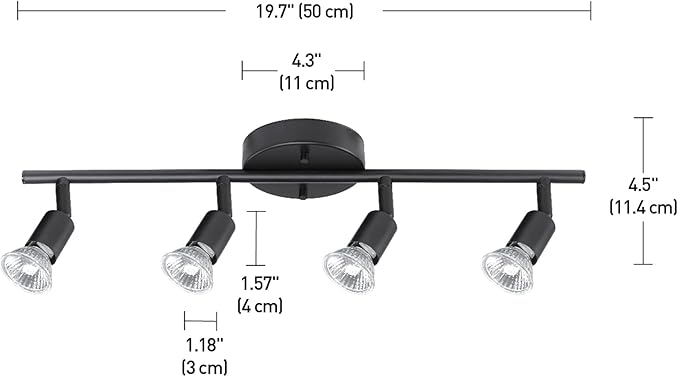 Globe Electric 59354 Payton 4-Light Track Lighting, Matte Black
