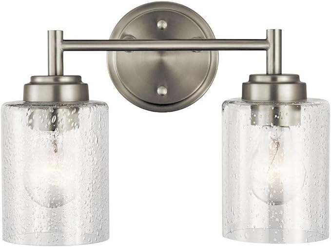 KICHLER 45885BK Winslow Vanity, 2-Light 150 Total Watts, Black, 12.75"