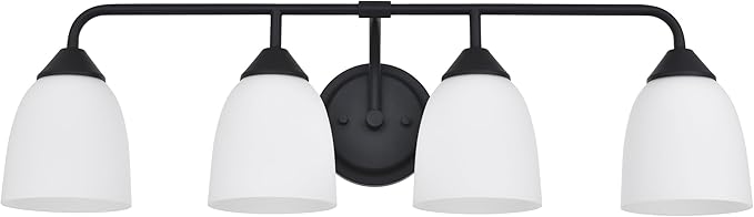 Black 4-Light Traditional Bathroom Vanity Light Fixtures Over Mirror, Modern Vanity Lights for Living Room, Standard E26 Base, Textured Black