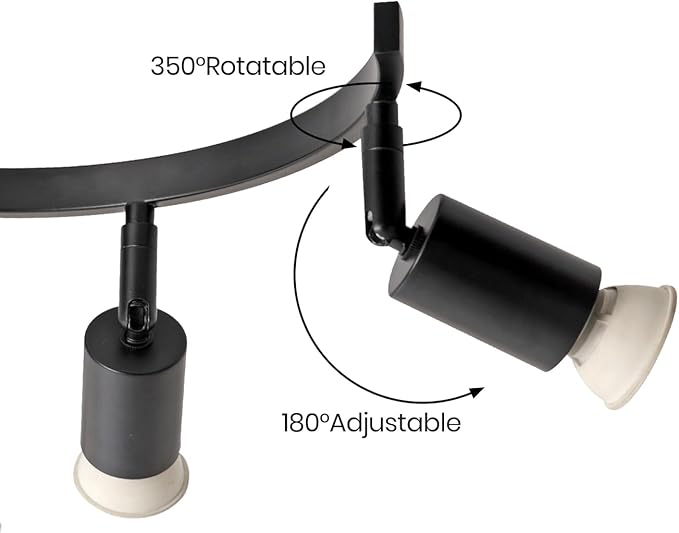 SEEBLEN 6 Light Track Lighting Fixtures Ceiling, Flexibly Rotatable Light Heads, Black Semi Flush Mount Ceiling Light for Kitchen Dining Room Living Room.Gu10 Bulb Base.
