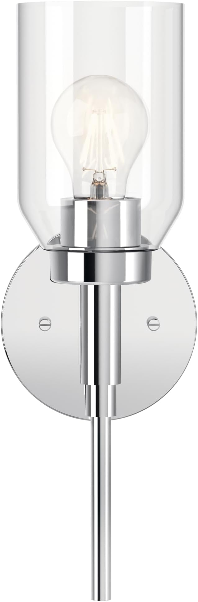 Kichler Madden 1-Light Wall Sconce Bathroom Light Fixture with Clear Glass in Chrome, Modern Bathroom Vanity Light for Bathroom or Hallway (14.75" x 5" x 5.25"), 55183CH