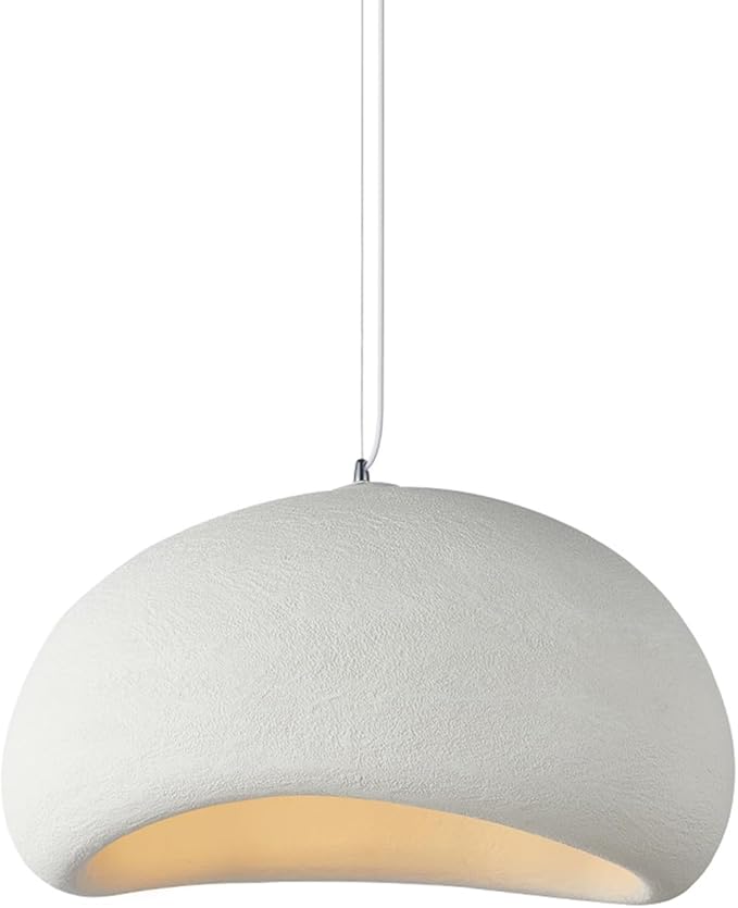 JAYMP 70cm Wabi Sabi Pendant Light for Living Room Hallway Restaurant Modern Hanging Lamp E26 Base Japanese Style Bird Nest Shape Lighting Fixture, 1 Pack (Matte White,B Shape, 70cm/27.6in)