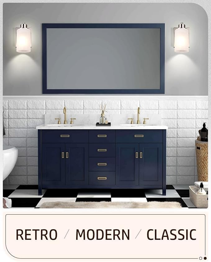 3 Pack Modern Bath Vanity Light Fixture 1-Light, Indoor Bathroom Wall Sconces for Living Room, Porch, Bedside, Brushed Nickel Finish with White Frosted Glass Shades Wall Mounted Lights