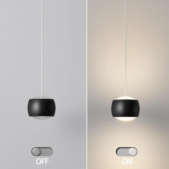 Modern LED Dimmable Pendant Light fixtures,Mini Island Pendant Lighting for Kitchen Island Dinning Room,Bedroom,Bar, Kitchen Island Ceiling Hanging Light Fixtures(black-2-Pack)