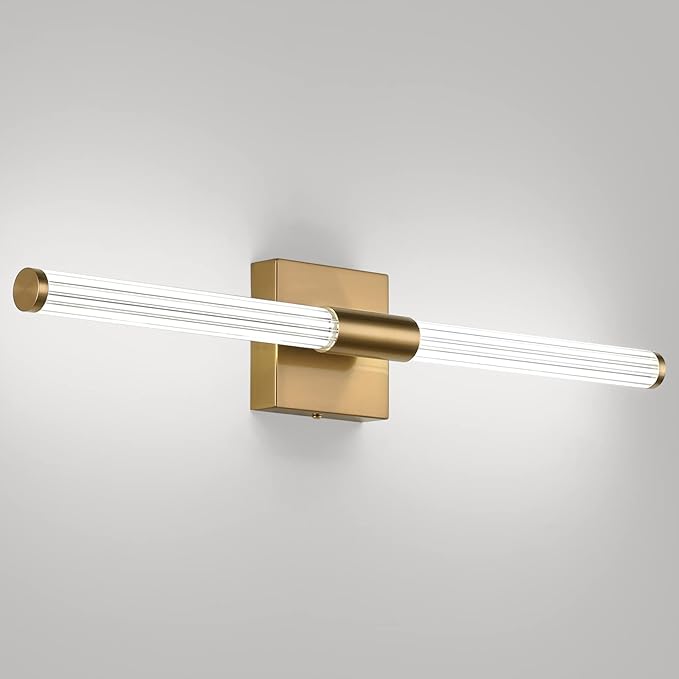 Modern LED Vanity Light, 360° Full Lighting Bathroom Light Fixture Over Mirror, 22W 5500K Cool White, Hardwired Wall Sconce, 23.6 Inch, Brass