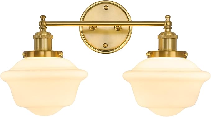VitaLink 2-Light Wall Sconce Bathroom Vanity Light, 19” Gold Hardwired Vanity Lights Over Mirror Bathroom Wall Lamp Mid-Century Modern Wall Sconces for Living Room Bedroom
