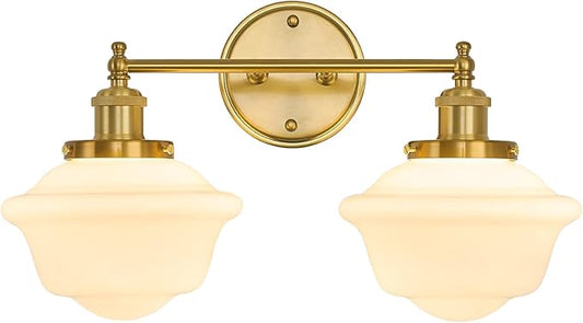 VitaLink 2-Light Wall Sconce Bathroom Vanity Light, 19” Gold Hardwired Vanity Lights Over Mirror Bathroom Wall Lamp Mid-Century Modern Wall Sconces for Living Room Bedroom