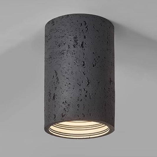 Modern Minimalist Concrete Ceiling Light Fixture Flush Mount LED Ceiling Lamp for Living Room, Bedroom, Hallway Wabi-Sabi Style Cement Cylinder Spotlight Warm White 3000K(Black Color,H-20cm)