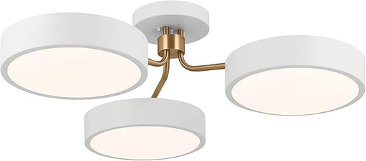 KICHLER Sago 52604WHCPZ Semi Flush LED 3-Light 40˝ with Clear Acrylic with Inside Satin Etch in White and Champagne Bronze