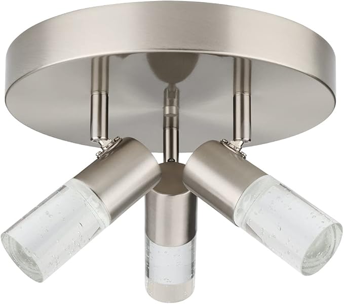 kadision 3-Light Semi Flush Mount Ceiling Light, 3 Head Directional LED Lighting Fixture for Walk-in Closet, Hallway, Foyer, Dimmable 4000K 15W BN Finish, ETL Listed