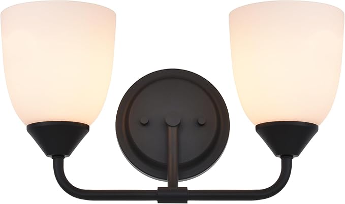 Black 2-Light Traditional Bathroom Vanity Light Fixtures Over Mirror, Modern Vanity Lights for Living Room, Standard E26 Base, Textured Black