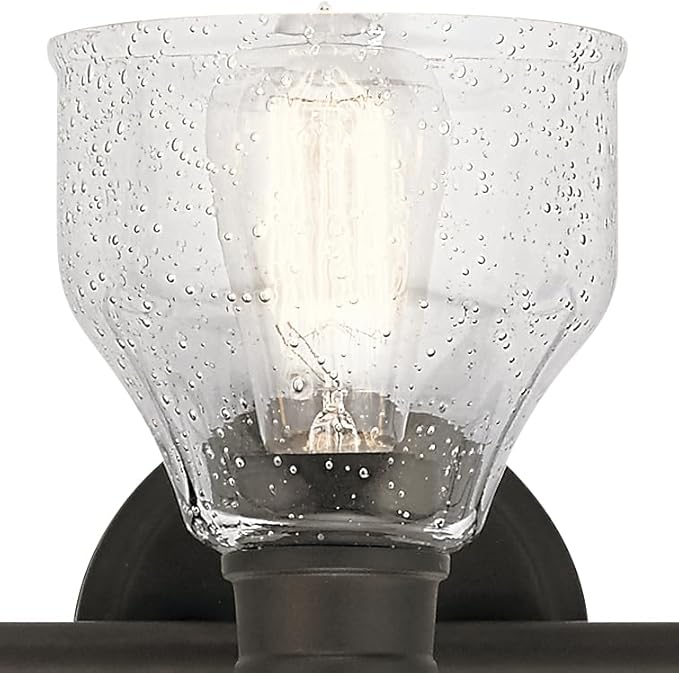 Kichler Avery 24" Vanity Bath Light in Olde Bronze®, Vintage 3-Light Bathroom Wall Mount Fixtured with Clear Seeded Glass, (24" W x 9.25" H), 45973OZ