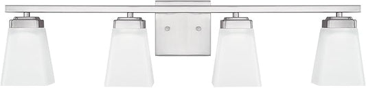 HomePlace by Capital Lighting 114441BN-334 Baxley Modern Soft White Glass Bathroom Vanity Wall Light, 4-Light 400 Total Watts, 7" H x 31" W, Brushed Nickel