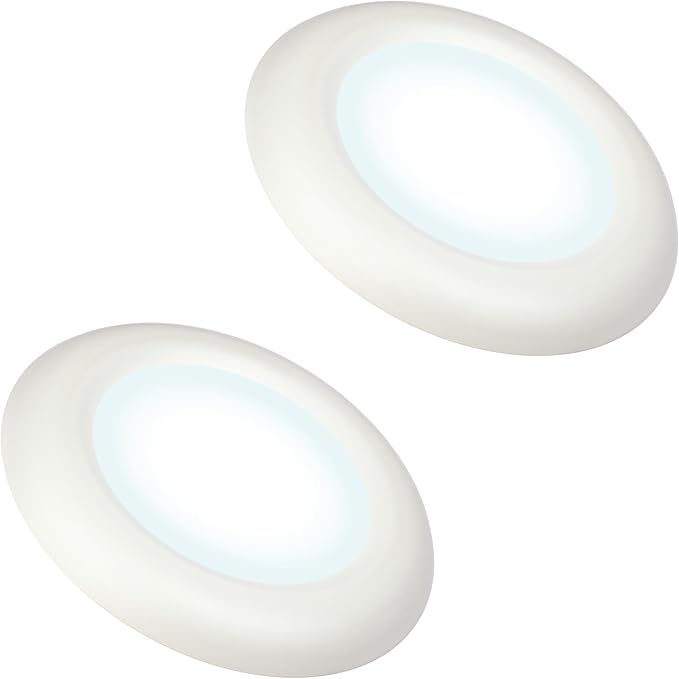 Ultralux 8" LED Flush Mount Ceiling Light – Dimmable, Slim Puck Downlight - Over 50,000 Hours of Energy Efficient LED Light - Multi-Purpose Easy-Install Light Fixture - (2 Pack, Cool White)