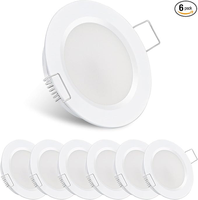 acegoo RV 2.75" Recessed LED Ceiling Light 12V Ultra-Thin Puck Light, Dimmable RV Lights Interior for Camper Van Truck Motorhome Boat Sailboat Roof Under Cabinet Lighting, 6 Pack (White,Warm White)
