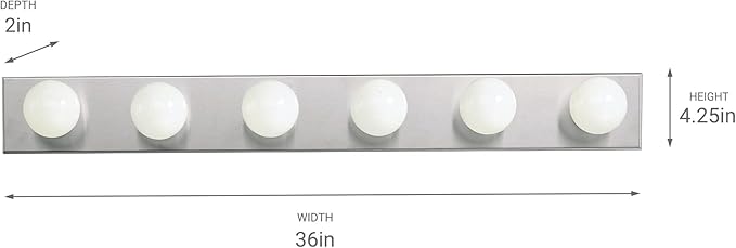 Kichler 36" Bath Bar Vanity Light in Brushed Nickel, 6-Light Traditional Bathroom Light, (36" L x 4.25" H), 626NI