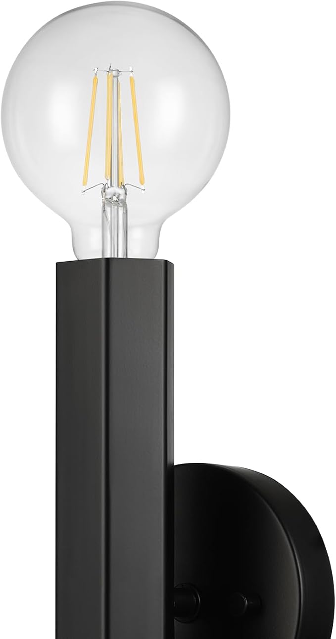 Globe Electric 2-Light Vanity Light, Matte Black, Hexagonal Bar, Minimalist Industrial, Vertical Horizontal Mount, 63000198