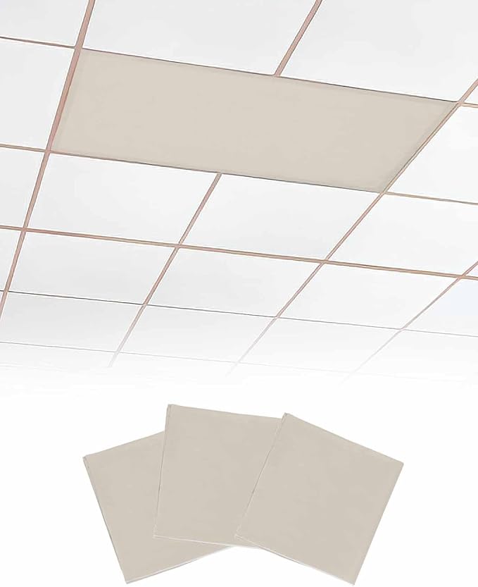 Magnetic Light Cover for Classroom Drop Ceiling,3 Pack 4x2 Ft Fluorescent Light Covers for Office Home Ceiling Light Beige Solid Color Lampshade