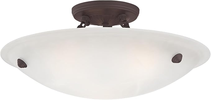 Livex Lighting 5625-07 Home Basics 3 Light Bronze Semi Flush Mount with Honey Alabaster Glass