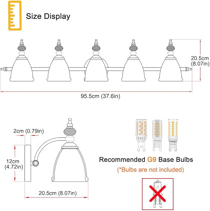 Brushed Antigue Brass Bathroom Light Fixtures, 5 Lights Vanity Light with Flower Glass Shade, Bathroom Vanity Light Over Mirror, Vintage Sconces Wall Lighting for Hallway Livingroom Bedroom