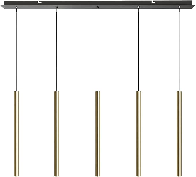 CANALIS 5 Mini Pendant Lighting Brass - LED Hanging Light Fixture for Kitchen Island, Bar, Foyer - Cluster Pendants - Dimmable, Adjustable Wire, Lamp Bulb Included