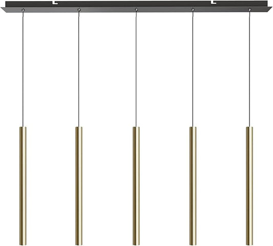 CANALIS 5 Mini Pendant Lighting Brass - LED Hanging Light Fixture for Kitchen Island, Bar, Foyer - Cluster Pendants - Dimmable, Adjustable Wire, Lamp Bulb Included
