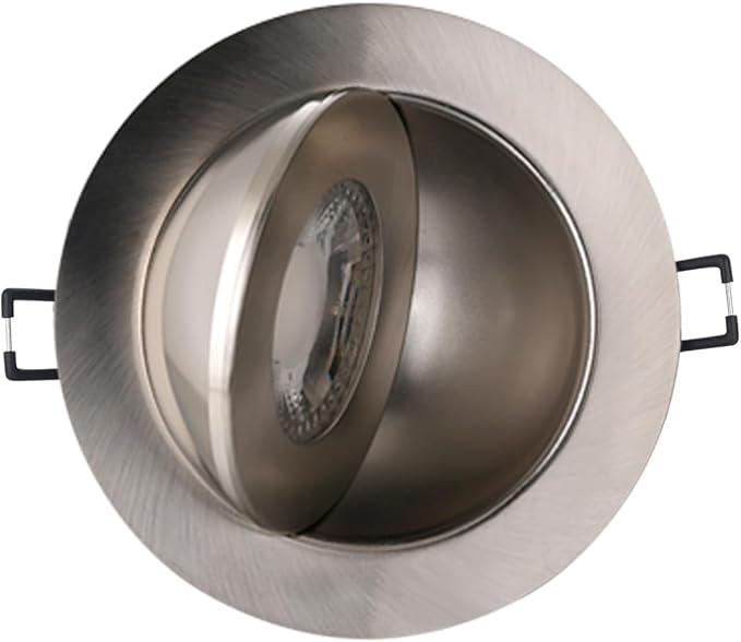 POPANU 4-inch Gimbal LED Recessed - 4 in Lighting 6Pack Canless Brushed Nickel Trim 90° Tilt Swivel LED Eyeball Wafer Slope Ceiling Adjustable Spotlight Dimmable Brushed Nickel 4 inch 6 Pack