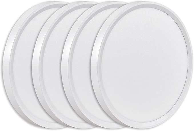 4PK 9 Inch LED Flush Mount Ceiling Light, 18W, 1860LM, 3000K/4000K/6000K CCT Selectable, Round Flat Panel Low Profile Ceiling Light Fitures for Hallway, Kitchen, Bedroom, Laundry Room