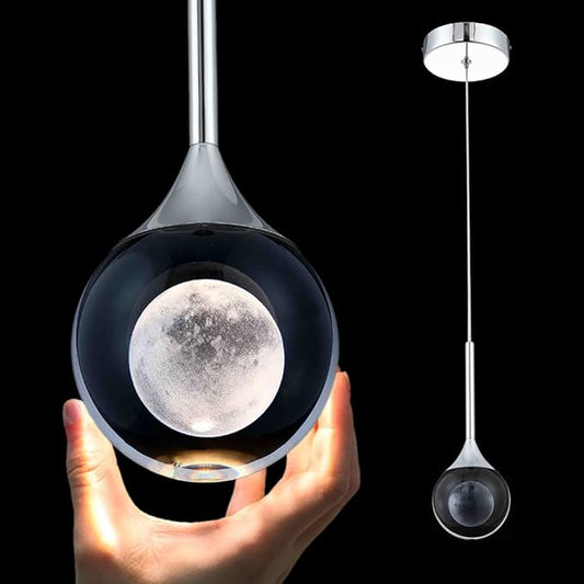 Sedelan Crystal Pendant Light, Modern Pendant Lights Kitchen Island 1-Light, LED 5W Mini Pendant Lighting, Fancy Island Lights for Kitchen Bedroom Dining Room Bathroom Bar, Chrome