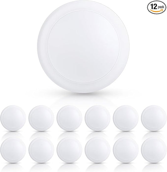 ECOELER 6" Flush Mount Disk Light, Dimmable LED Surface Mount Downlight, 16.5W 4000K Cool White 1100Lm, Low Profile Ceiling Light Fixture Installs into J-Box or Recessed Can, ETL Listed, 12 Pack