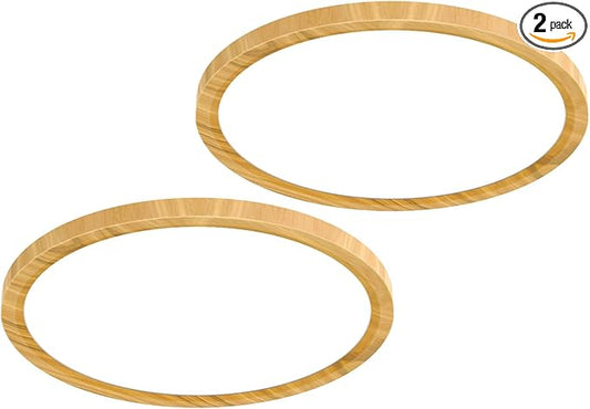 libtit 2 Pack 12Inch Wooden LED Flush Mount Ceiling Light, 28W 3200lm Adjustable 3000K-6500K Color Temp | Round Lamp for Bathroom/Shower/Hallway/Kitchen