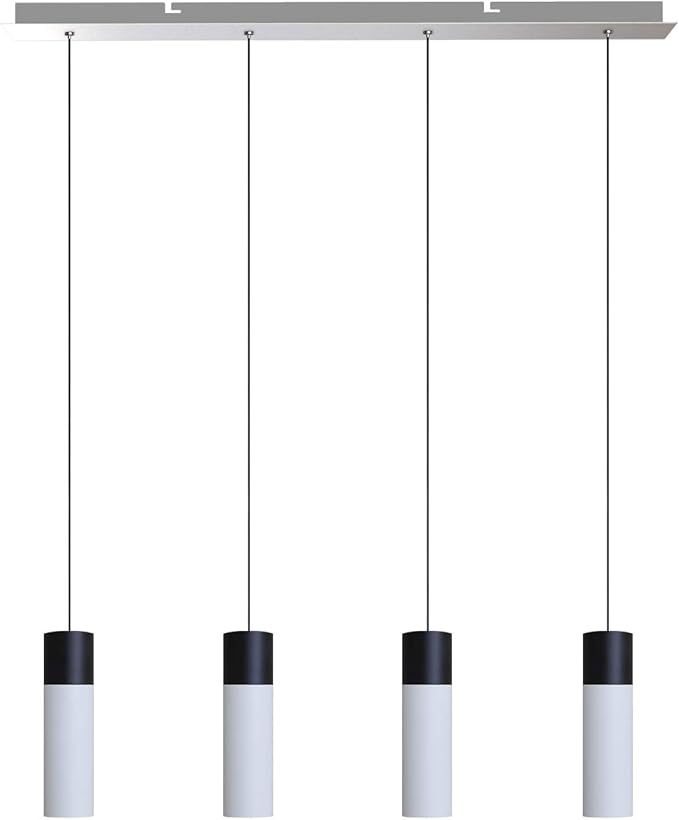 Vela 4 Mini Pendant Lighting Black-White - LED Hanging Light Fixture for Kitchen Island, Bar, Foyer - Cluster Pendants - Dimmable, Adjustable Wire, Lamp Bulb Included