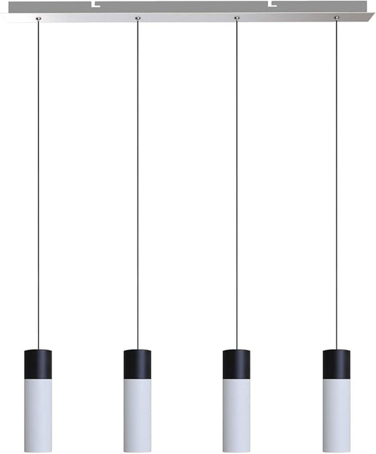 Vela 4 Mini Pendant Lighting Black-White - LED Hanging Light Fixture for Kitchen Island, Bar, Foyer - Cluster Pendants - Dimmable, Adjustable Wire, Lamp Bulb Included