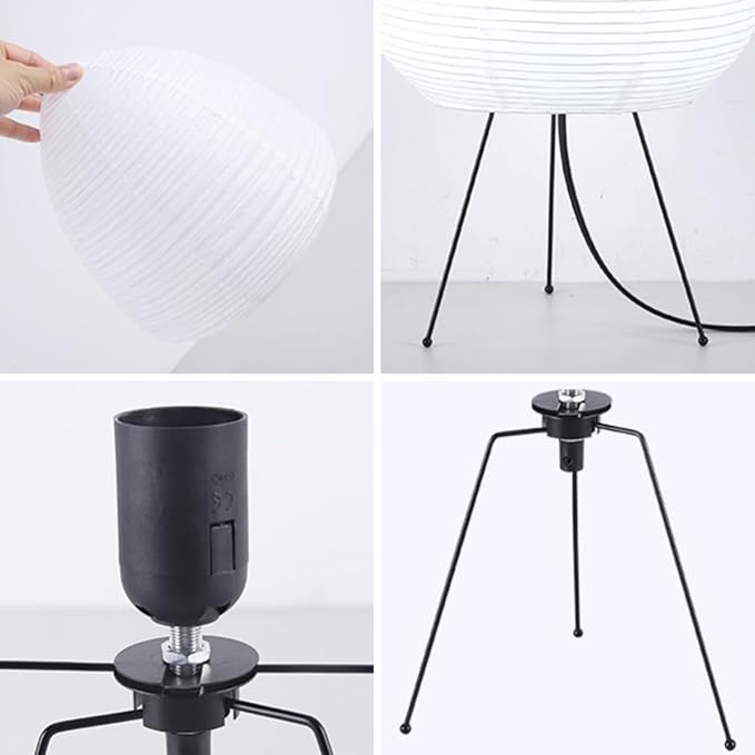 Rice Paper Lamp, Japanese Paper Lantern for Bedroom/Table/Office Soft Light, Noguchi Lamp for Wabi-Sabi Decor, Paper Table Lamp with Bulb