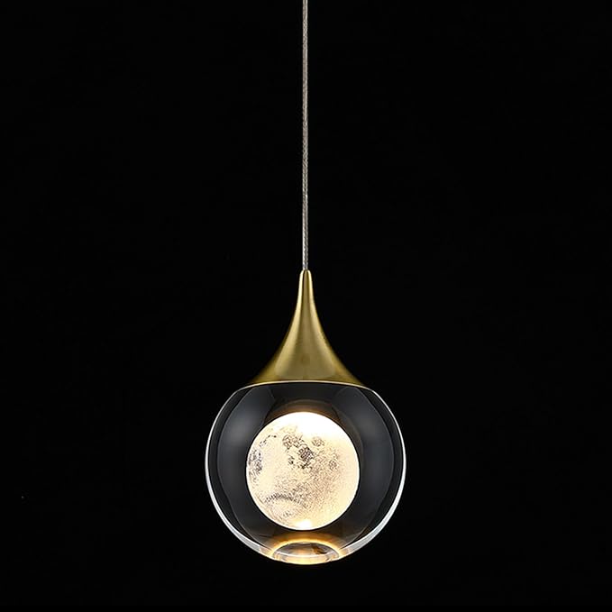 JoollySun Modern Crystal Pendant Light: Mini Gold Hanging Light Fixture for Kitchen Island Bathroom