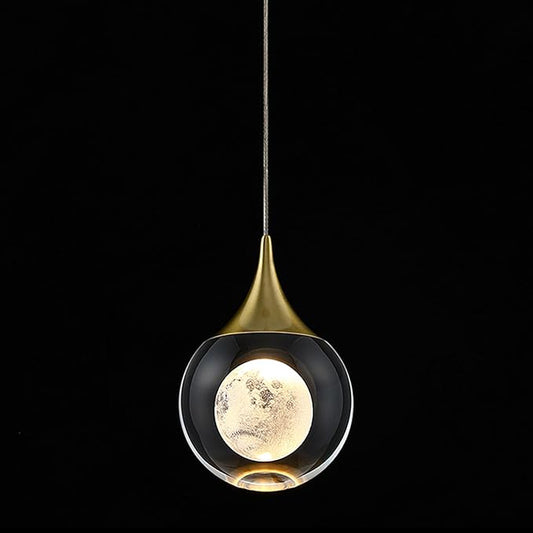 JoollySun Modern Crystal Pendant Light: Mini Gold Hanging Light Fixture for Kitchen Island Bathroom