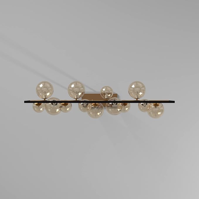 Dainolite GLA-4213HP Glasgow 13-Light Modern Halogen Dimmable Hanging Pendant Light for Kitchen, Dining Room, Bar or Office with Glass Globe Shades - 42'' - Vintage Bronze