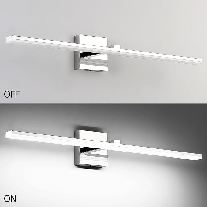 ZUZITO 30in Modern Bathroom Light Fixtures Dimmable 5CCT LED Bathroom Lighting Fixture Over Mirror Chrome Vanity Light Bar for Bath