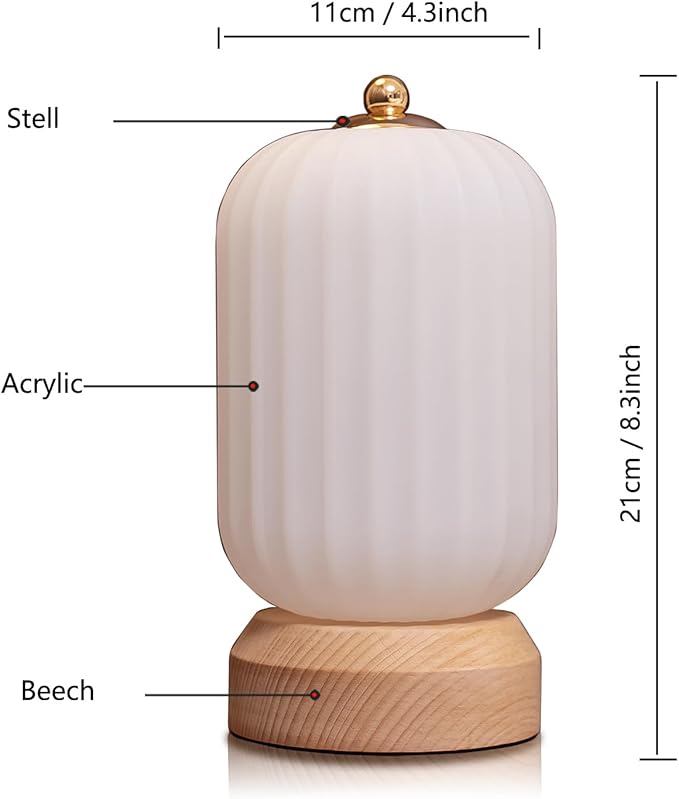 LONRISWAY LED Wood Table Lamp, 3-Color Modern Desk lamp Bedroom Bedside Night Light, Dimmable Led Lighting, Creative Home Decor, Unique House warmging Gift