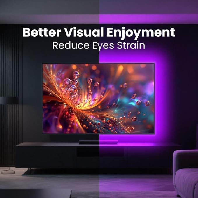 VOLIVO LED Lights for TV, 16.4FT Led Backlight for 45-85 inch TVs, Bluetooth RGB LED Lights Behind Television with Remote, USB Powered, Color Changing, Music Sync, for Gaming Room,Desk,Under Table