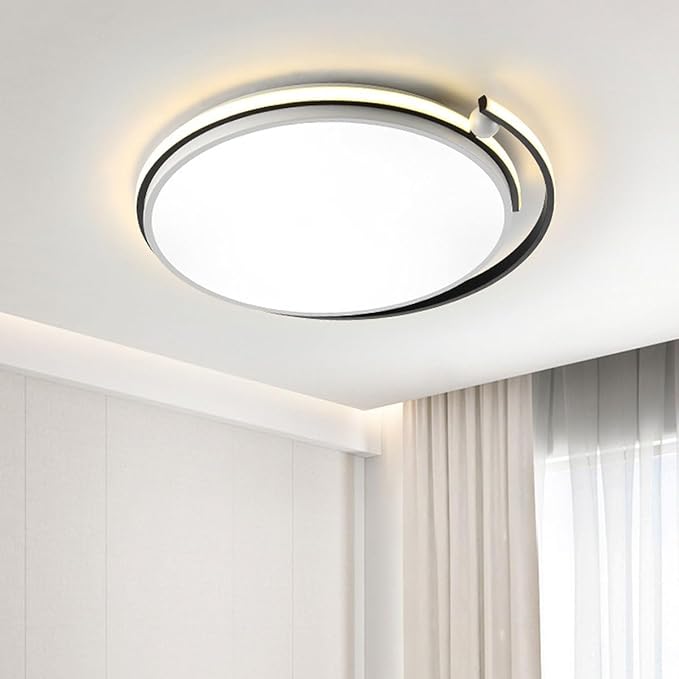 Minimalist Study Round Ceiling Lamp Metal and Acrylic Material Flat Lighting Nordic Artistic Design Ceiling Lights Suitable for Dining Rooms and Bedrooms