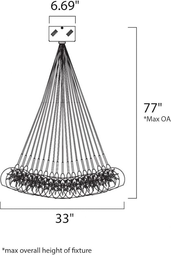 ET2 E20112-24 Starburst Unique Mini Clear Glass Globe Pendant Ceiling Lighting, 37-Light Xenon 370 Watts, 53" H x 33" W, Satin Nickel and Polished Chrome