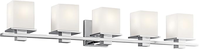 Kichler Tully 40.25" 5 Light Vanity Light with Satin Etched Cased Opal Glass Chrome