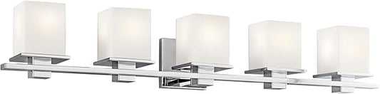 Kichler Tully 40.25" 5 Light Vanity Light with Satin Etched Cased Opal Glass Chrome