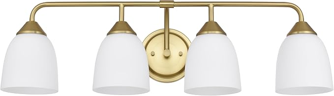 Gold 4-Light Traditional Bathroom Vanity Light Fixtures Over Mirror, Modern Vanity Lights for Living Room, Standard E26 Base, Aged Brass