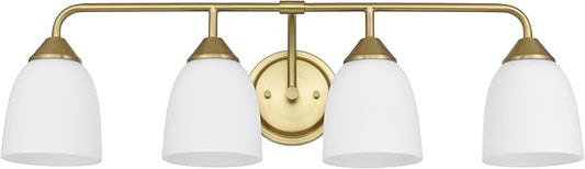 Gold 4-Light Traditional Bathroom Vanity Light Fixtures Over Mirror, Modern Vanity Lights for Living Room, Standard E26 Base, Aged Brass