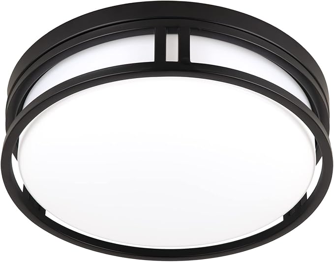 12.5 Inch LED Flush Mount Ceiling Light Fixture, 26W, Super Bright 1700 Lumens, 3 Color 3000K/4000K/5000K, Dimmable Ceiling Lamp for Bedroom Hallway Bathroom Kitchen (Black)