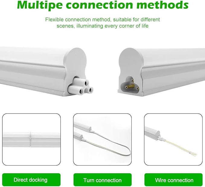 LightingWill 10 Pack LED Shop Light 3FT, Daylight White 6000~6500K, 14W, Linkable T5 Integrated Fixture, Utility LED Ceiling Light and Under Cabinet Light, Corded Electric with Built-in ON/Off Switch